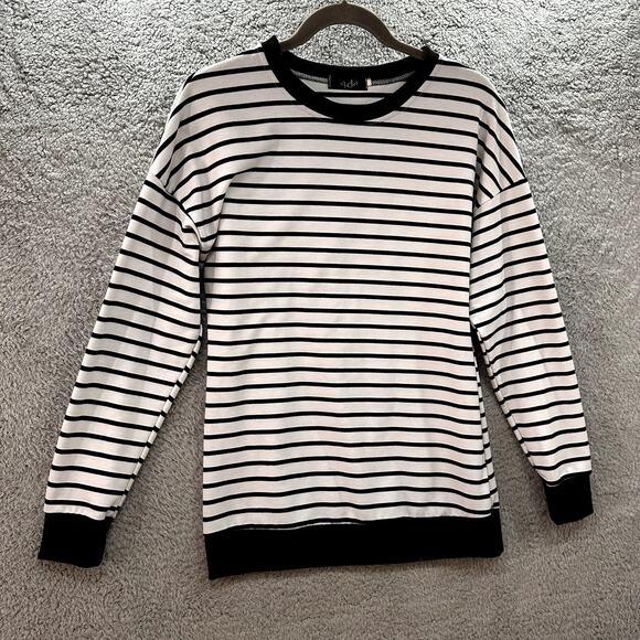 YOMOKO Women's Medium Black And White Striped Heart Elbow Design Love - Picture 5 of 9